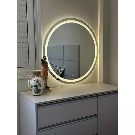 Espelho Redondo Jateado com LED e Botão Touch Screen