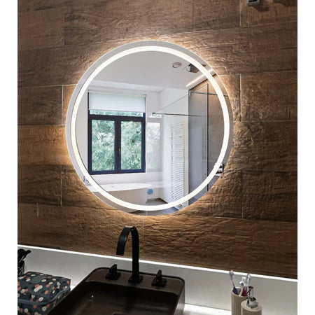 Espelho Redondo Jateado com LED e Botão Touch Screen