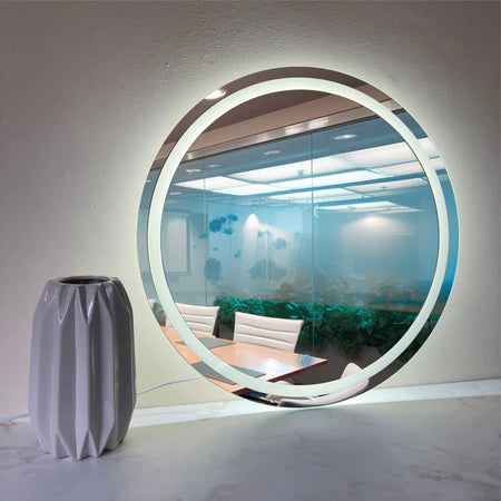 Espelho Redondo Jateado com LED e Botão Touch Screen