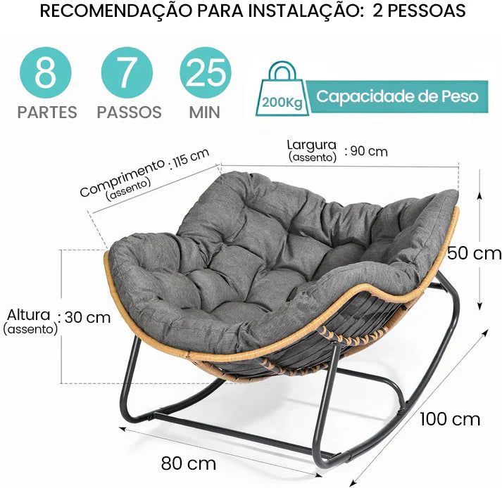 [COMPRE 1, LEVE 2] Poltrona de Balanço + Almofada 100% Algodão