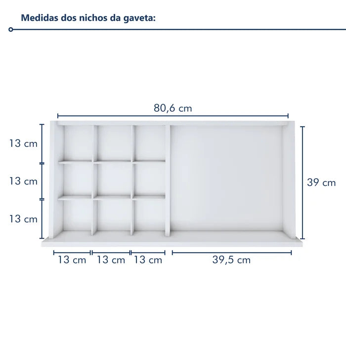 Escrivaninha 5 Gavetas 100% MDF berlim